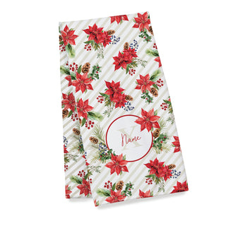 Holiday Poinsettia Name & Initial Bath Mat