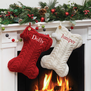 Red Cable Knit Bone Stocking