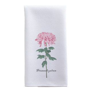 Pink Chrysanthemum Waffle Style Tea Towel