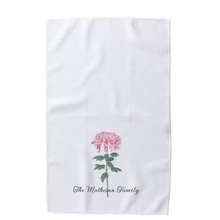 Pink Chrysanthemum Waffle Style Tea Towel