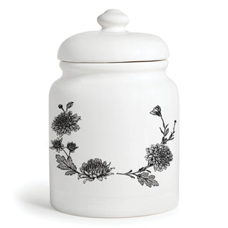 Black & White Floral Name with Initial Cookie Jar