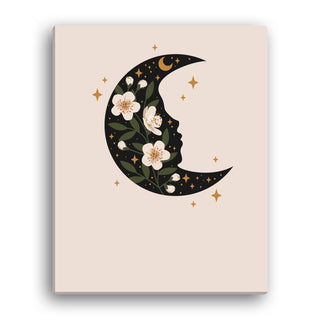 Floral Moon 8x10 Canvas