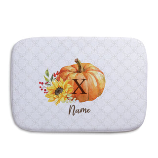 Fall Floral Pumpkin Initial & Name Bath Mat