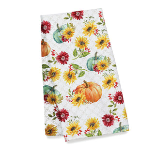 Fall Floral Pumpkin Pattern Initial & Name Initial and Name Bath Towel