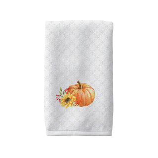 Fall Floral Pumpkin Initial & Name Hand Towel