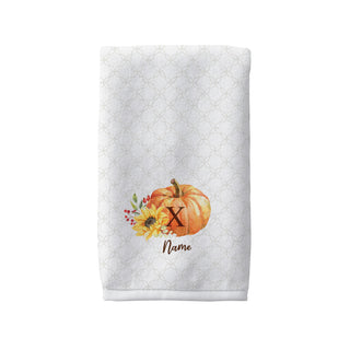 Fall Floral Pumpkin Initial & Name Hand Towel