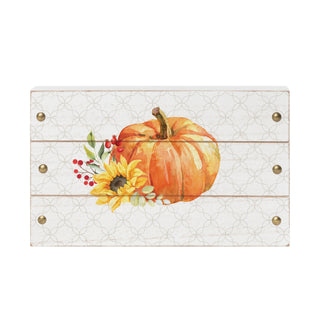 Fall Floral Pumpkin Initial & Name Wood Block Sign