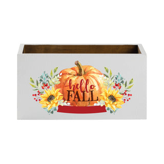 Hello Fall Floral Pumpkin White Storage Box 5 x 10