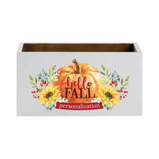 Hello Fall Floral Pumpkin White Storage Box 5 x 10