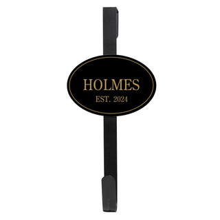 Family Name Black & Gold Wreath Door Hanger