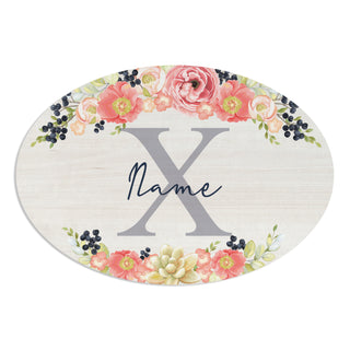 Spring Floral Name & Initial Wreath Door Hanger