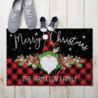 Merry Christmas Buffalo Check Gnome Standard Doormat