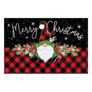 Merry Christmas Buffalo Check Gnome Thin Doormat