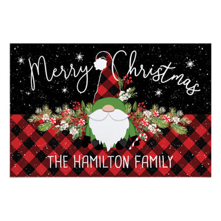 Merry Christmas Buffalo Check Gnome Thin Doormat