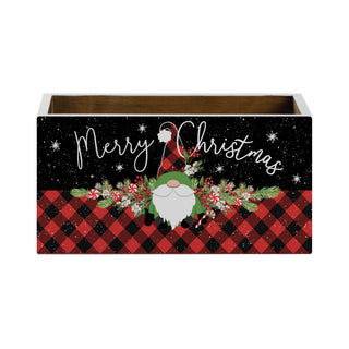 Merry Christmas Buffalo Check Gnome White Storage Box