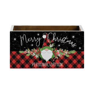 Merry Christmas Buffalo Check Gnome White Storage Box