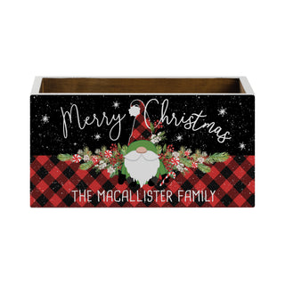 Merry Christmas Buffalo Check Gnome White Storage Box