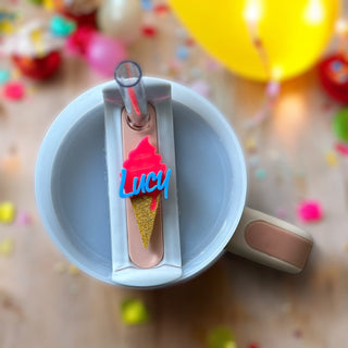 Ice Cream Cone Tumbler Tag with Personalized Name gift for kids or adults