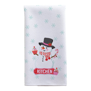 Cute Grandma Snowlady Waffle Tea Towel