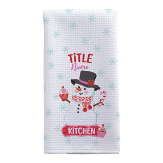 Cute Grandma Snowlady Waffle Tea Towel