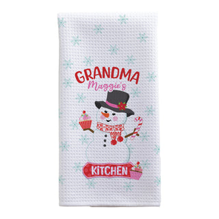 Cute Grandma Snowlady Waffle Tea Towel