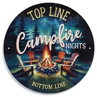 Campfire Nights Round Metal Sign