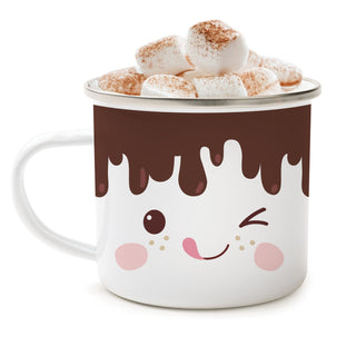 Chocolate Marshmallow Winky Face Bow Camp Mug