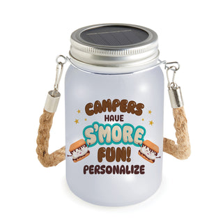 Campers Have S'More Fun Hanging Mason Jar with White Lights