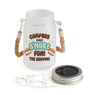 Campers Have S'More Fun Hanging Mason Jar with White Lights