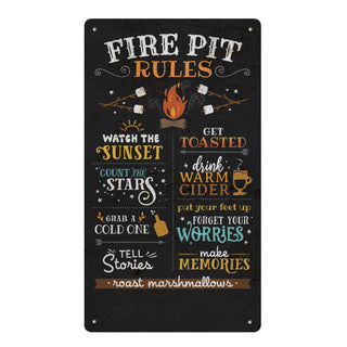 Fire Pit Rules Metal Sign - 8x14