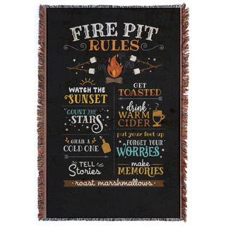 Fire Pit Rules Fringe Throw Blanket