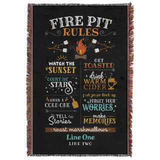 Fire Pit Rules Fringe Throw Blanket