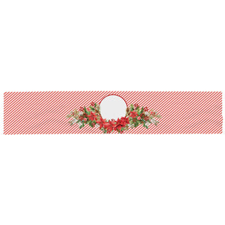 Poinsettia with Stripes Pattern Name & Initial Table Runner 