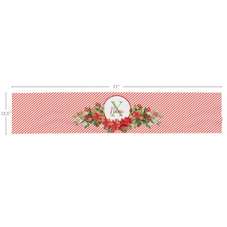 Poinsettia with Stripes Pattern Name & Initial Table Runner 