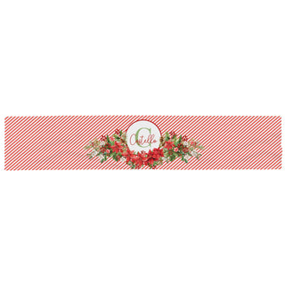 Poinsettia with Stripes Pattern Name & Initial Table Runner 