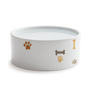 Brown Tones Name & Initial Pattern Ceramic Pet Bowl - Small