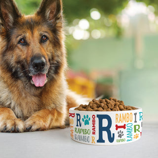 Primary Colors Name & Initial Pattern Pet Bowl - Large