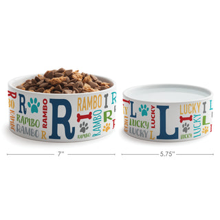 Primary Colors Name & Initial Pattern Pet Bowl - Large