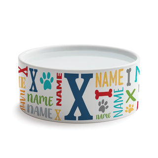 Primary Colors Name & Initial Pattern Pet Bowl - Small