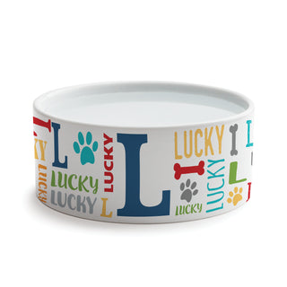 Primary Colors Name & Initial Pattern Pet Bowl - Small