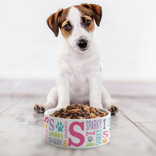 Pastel Colors Name & Initial Pattern Pet Bowl - Small