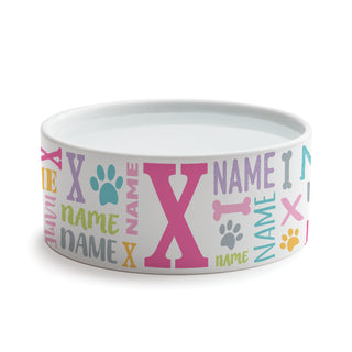 Pastel Colors Name & Initial Pattern Pet Bowl - Small