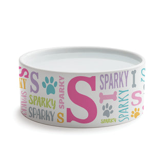 Pastel Colors Name & Initial Pattern Pet Bowl - Small