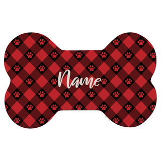 Red & Black Paw Check Pattern Bone Shape Pet Mat