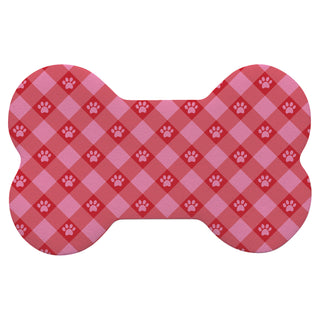 Pink Paw Check Pattern Bone Shape Pet Mat