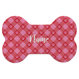 Pink Paw Check Pattern Bone Shape Pet Mat