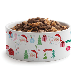 Whimsy Christmas Icons & Name Pattern Dog Bowl - Large