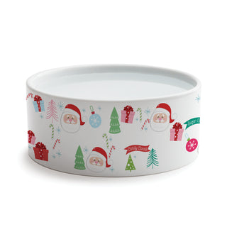 Whimsy Christmas Icons & Name Pattern Dog Bowl - Small