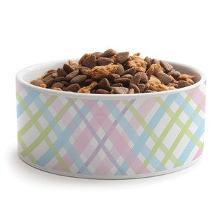 Pastel Plaid Pet Bowl - Large