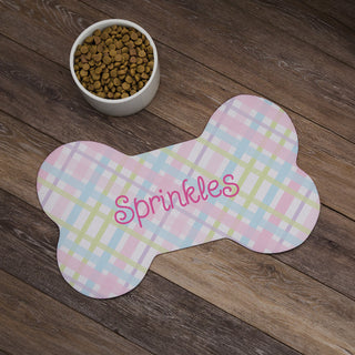 Pastel Plaid Bone Shape Pet Mat